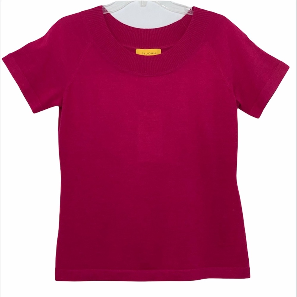 St. John Wool Silk Cashmere Knit Crew Neck Top